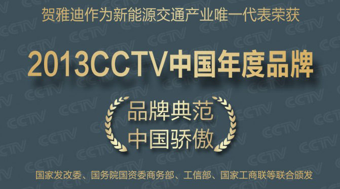 雅迪荣获2013CCTV中国年度品牌